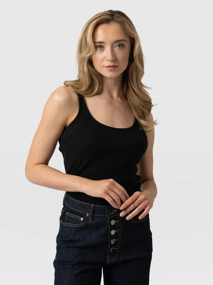 Saint And Sofia TShirts and Tanks Women Rib Cami 8211 Black Black