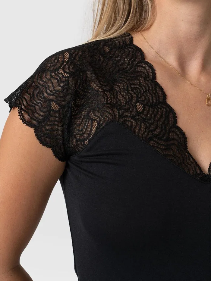 Saint And Sofia TShirts and Tanks Women Sophia Lace Tee 8211 Black Black