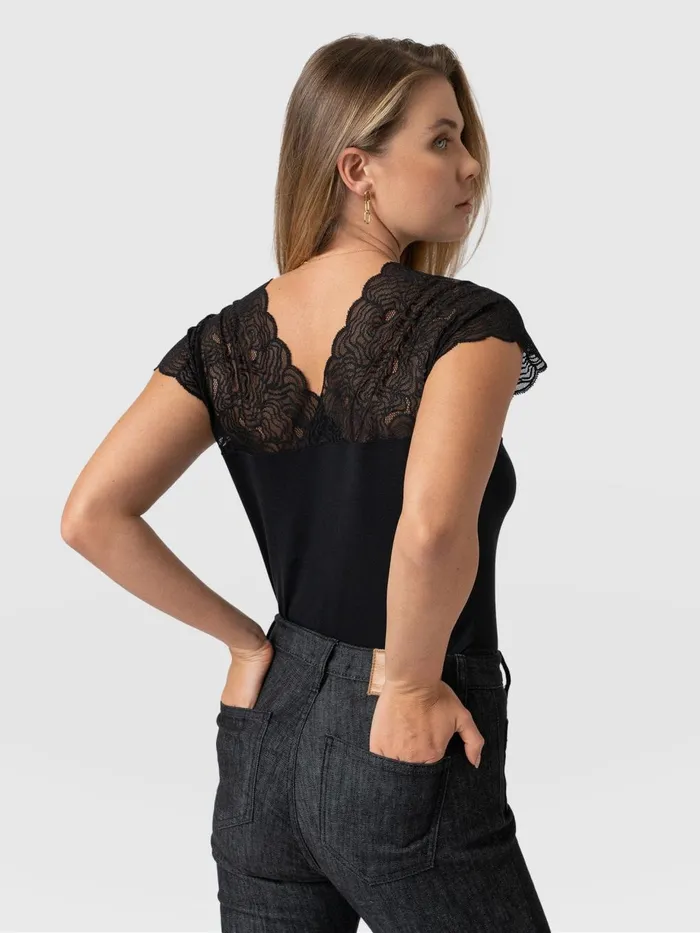 Saint And Sofia TShirts and Tanks Women Sophia Lace Tee 8211 Black Black