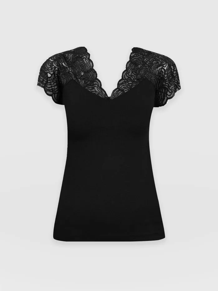 Saint And Sofia TShirts and Tanks Women Sophia Lace Tee 8211 Black Black