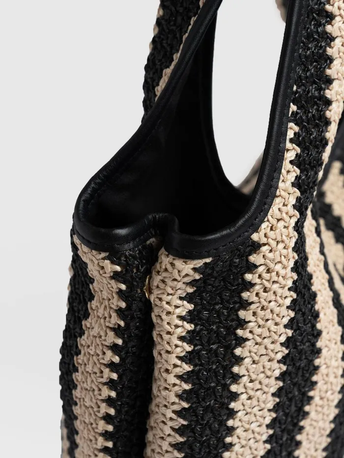 Saint And Sofia Tote Bags Women Stella Shoulder Tote Bag 8211 BeigeBlack Raffia Beigeblack Raffia