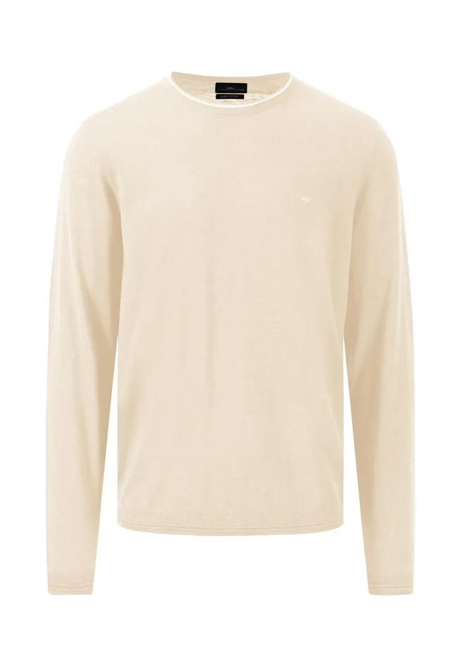 Sale Men FYNCHHATTON Soft Sweater Made Of Cotton Linen Mix Summer Breezemidnightdusty Oliveoffwhite Sale Men FYNCHHATTON Soft Sweater Made Of Cotton Linen Mix Summer Breezemidnightdusty Oliveoffwhite