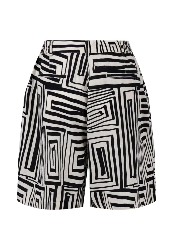 Sale Women FYNCHHATTON Linen Shorts With Graphics Pattern Black Sale Women FYNCHHATTON Linen Shorts With Graphics Pattern Black