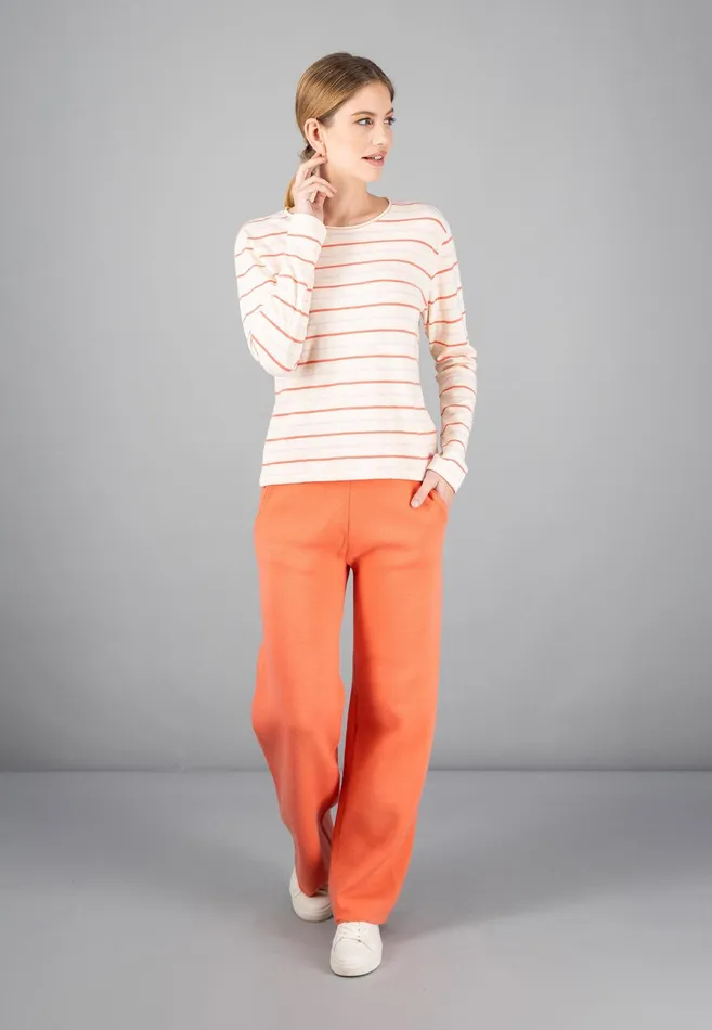 Sale Women FYNCHHATTON Striped Long Sleeve In Textured Cotton Jersey Milk Sale Women FYNCHHATTON Striped Long Sleeve In Textured Cotton Jersey Milk