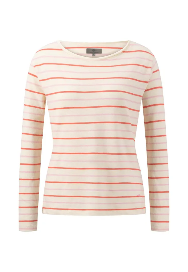 Sale Women FYNCHHATTON Striped Long Sleeve In Textured Cotton Jersey Milk Sale Women FYNCHHATTON Striped Long Sleeve In Textured Cotton Jersey Milk