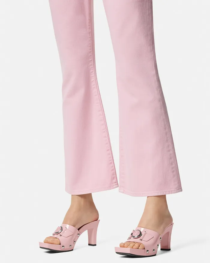 Sandals Women Versace Medusa Buckle Patent Clogs 60 Mm Light Pink