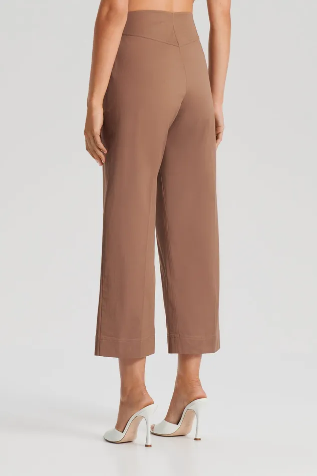 SATEEN CROPPED WIDE LEG TROUSER MOCHA Women Trousers Scanlan Theodore SATEEN CROPPED WIDE LEG TROUSER MOCHA Women Trousers Scanlan Theodore