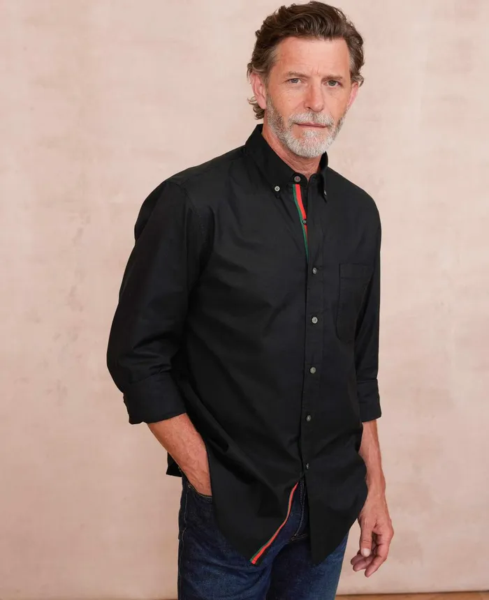 Savile Row Company Black Classic Fit ButtonDown Oxford Casual Shirt Black Men Casual Shirts