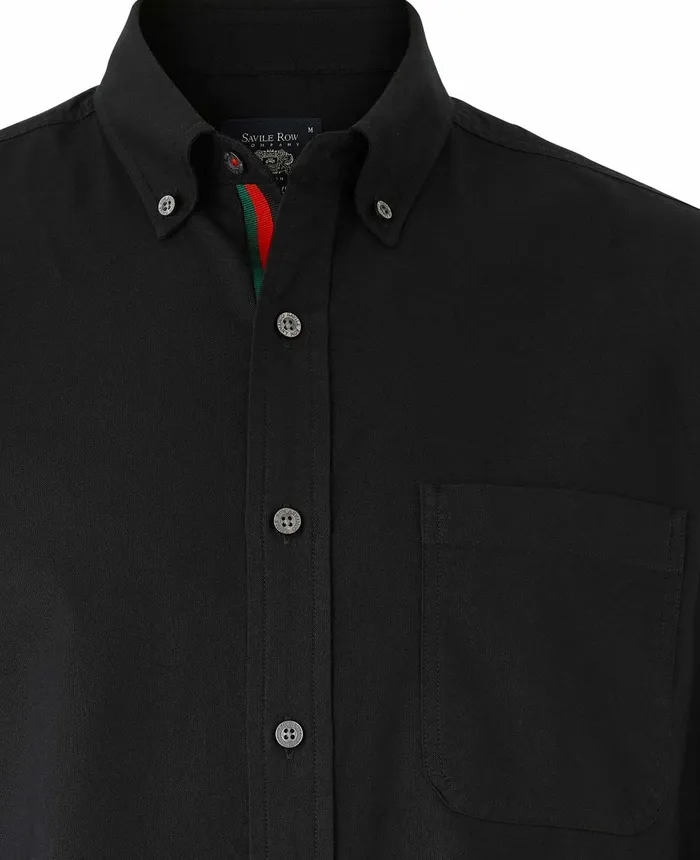 Savile Row Company Black Classic Fit ButtonDown Oxford Casual Shirt Black Men Casual Shirts