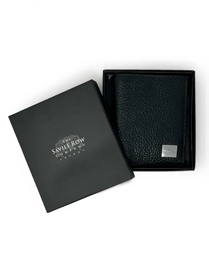 Savile Row Company Black Textured Leather Billfold Wallet Men Leather Goods