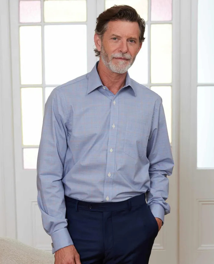Savile Row Company Blue Cotton Prince Of Wales Check Classic Fit Formal Shirt 8211 Double Cuff Men Formal Shirts Savile Row Company Blue Cotton Prince Of Wales Check Classic Fit Formal Shirt 8211 Double Cuff Men Formal Shirts