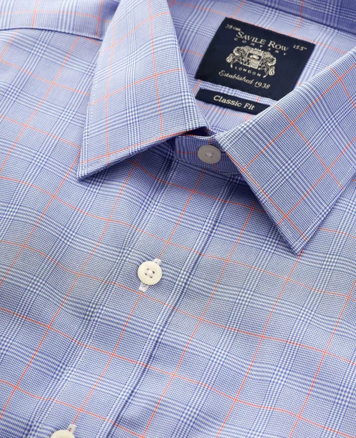 Savile Row Company Blue Cotton Prince Of Wales Check Classic Fit Formal Shirt 8211 Double Cuff Men Formal Shirts Savile Row Company Blue Cotton Prince Of Wales Check Classic Fit Formal Shirt 8211 Double Cuff Men Formal Shirts