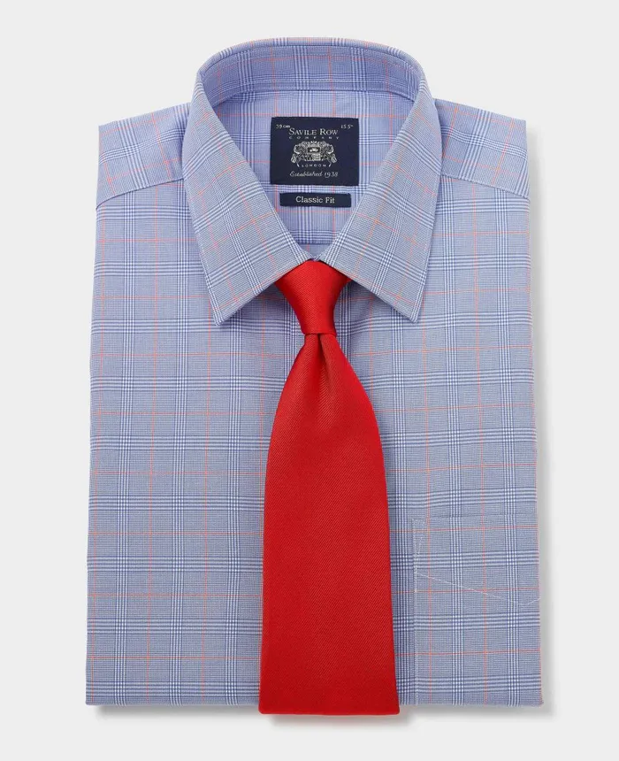 Savile Row Company Blue Cotton Prince Of Wales Check Classic Fit Formal Shirt 8211 Double Cuff Men Formal Shirts Savile Row Company Blue Cotton Prince Of Wales Check Classic Fit Formal Shirt 8211 Double Cuff Men Formal Shirts