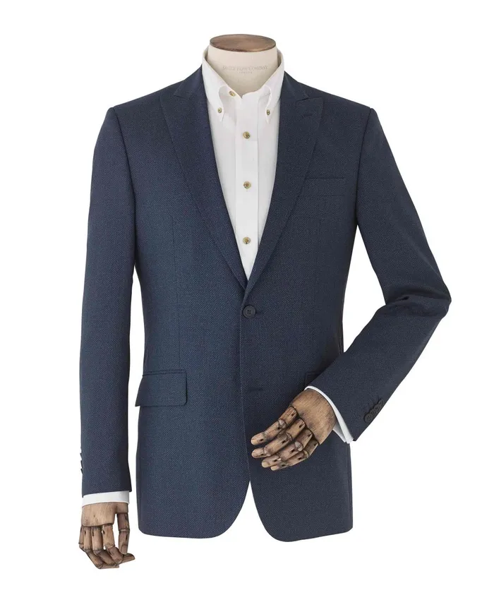 Savile Row Company Blue WoolBlend Micro Pattern Jacket Men Blazers And Jackets Savile Row Company Blue WoolBlend Micro Pattern Jacket Men Blazers And Jackets