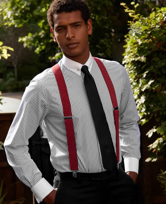 Savile Row Company Dark Navy Reverse Stripe Slim Fit Pin Collar Formal Shirt 8211 White Double Cuffs and Collar Black Stripe Men Formal Shirts