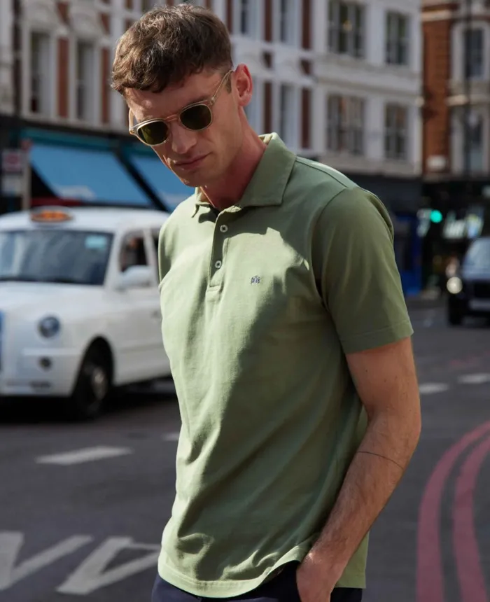 Savile Row Company Khaki Cotton Short Sleeve Polo Shirt Men Polo Shirts