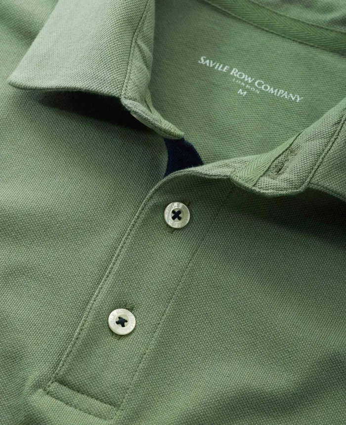 Savile Row Company Khaki Cotton Short Sleeve Polo Shirt Men Polo Shirts