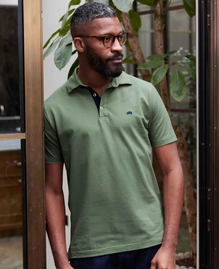 Savile Row Company Khaki Cotton Short Sleeve Polo Shirt Men Polo Shirts