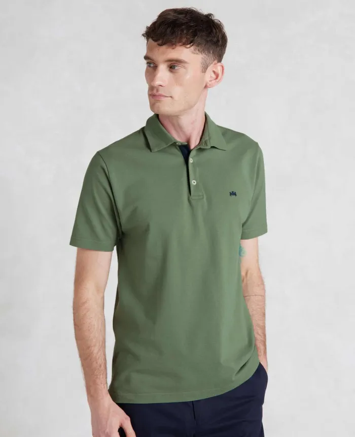 Savile Row Company Khaki Cotton Short Sleeve Polo Shirt Men Polo Shirts