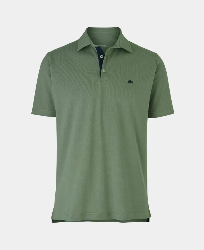 Savile Row Company Khaki Cotton Short Sleeve Polo Shirt Men Polo Shirts