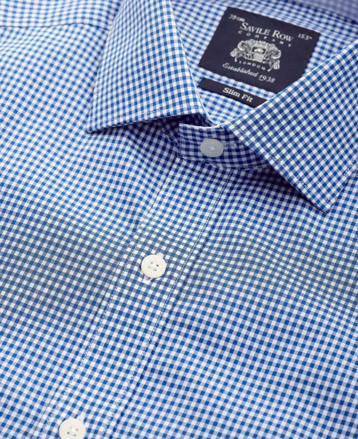 Savile Row Company Navy Cotton Gingham Slim Fit Formal Shirt 8211 Single Cuff Navy Check Men Formal Shirts Savile Row Company Navy Cotton Gingham Slim Fit Formal Shirt 8211 Single Cuff Navy Check Men Formal Shirts