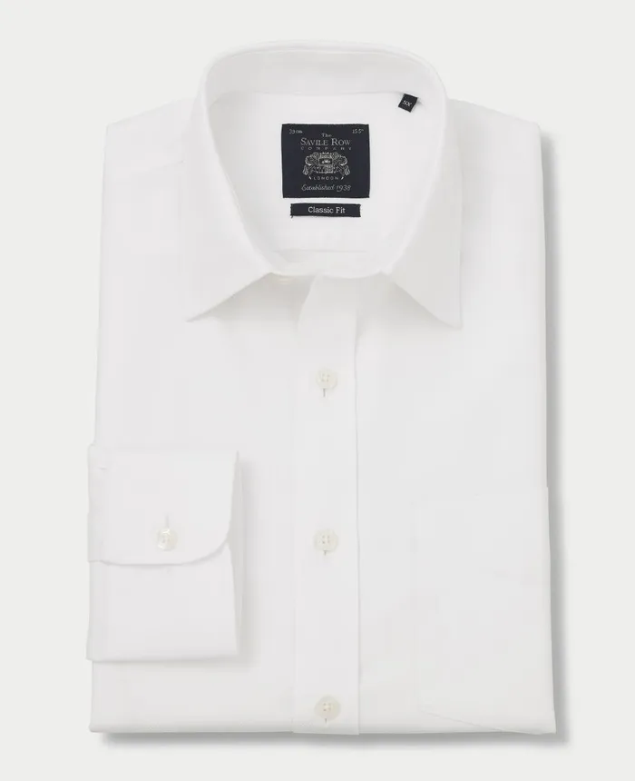 Savile Row Company Non Iron White Twill Windsor Collar Classic Fit Formal Shirt 8211 Single Cuff Men Formal Shirts