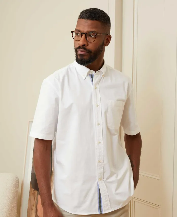 Savile Row Company White Classic Fit Short Sleeve Oxford Shirt Men Casual Shirts Savile Row Company White Classic Fit Short Sleeve Oxford Shirt Men Casual Shirts