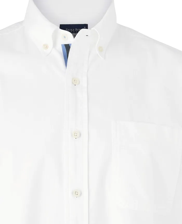 Savile Row Company White Classic Fit Short Sleeve Oxford Shirt Men Casual Shirts