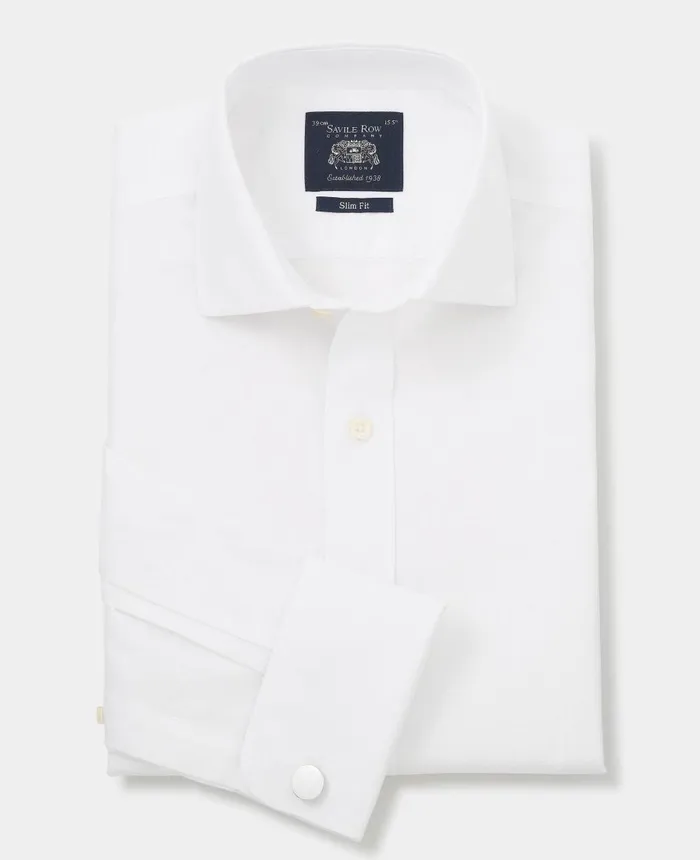 Savile Row Company White Cotton Slim Fit NonIron Shirt 8211 Double Cuff Men NonIron Shirts Savile Row Company White Cotton Slim Fit NonIron Shirt 8211 Double Cuff Men NonIron Shirts