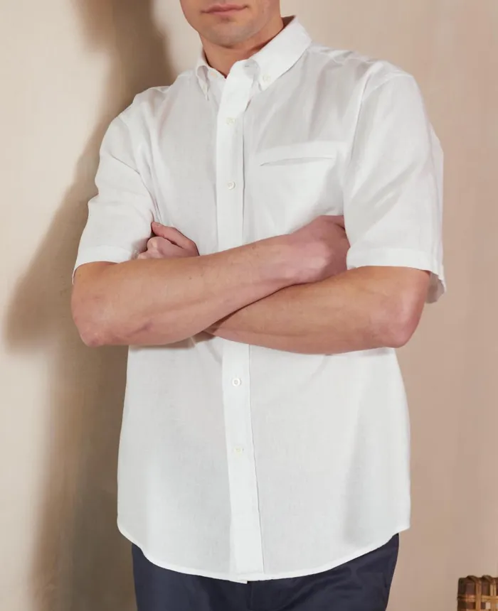Savile Row Company White LinenBlend Classic Fit Short Sleeve Shirt White Linen Men Short Sleeve Shirts Savile Row Company White LinenBlend Classic Fit Short Sleeve Shirt White Linen Men Short Sleeve Shirts