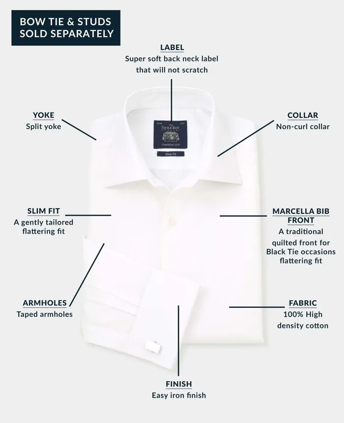 Savile Row Company White Marcella Bib Front Slim Fit Evening Double Cuff Formal Shirt Men Formal Shirts Savile Row Company White Marcella Bib Front Slim Fit Evening Double Cuff Formal Shirt Men Formal Shirts