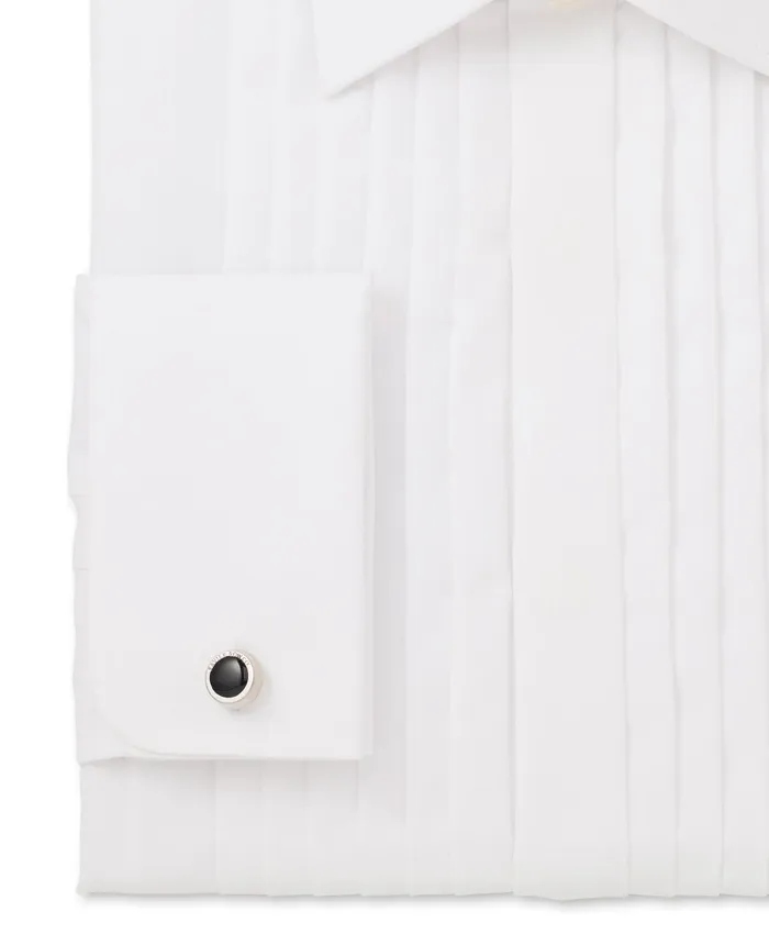 Savile Row Company White Poplin Pleated Slim Fit Double Cuff Evening Formal Shirt Men Formal Shirts Savile Row Company White Poplin Pleated Slim Fit Double Cuff Evening Formal Shirt Men Formal Shirts