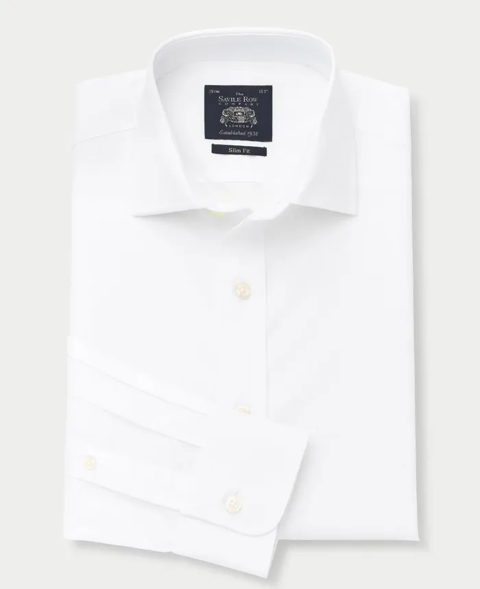 Savile Row Company White Slim Fit Cotton Poplin Formal Shirt 8211 Single Or Double Cuff Men Formal Shirts