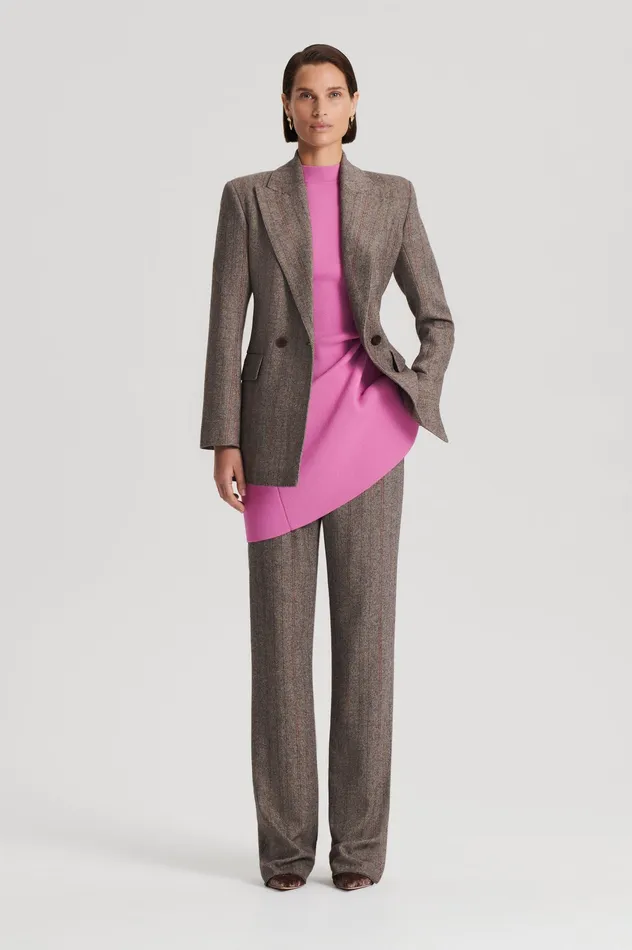 Scanlan Theodore CREPE KNIT PEPLUM DRESS PEONY Women Dresses