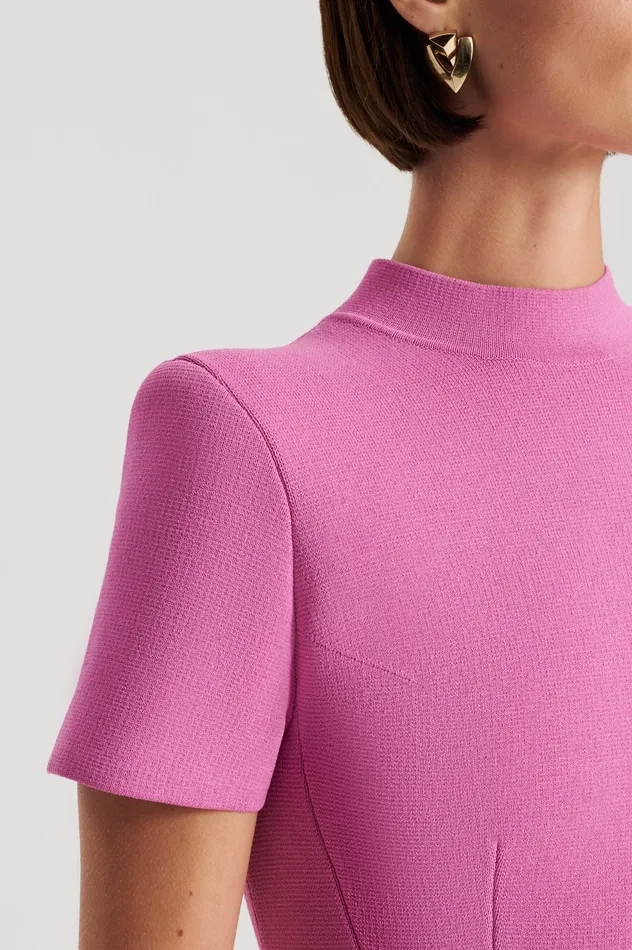 Scanlan Theodore CREPE KNIT PEPLUM DRESS PEONY Women Dresses Scanlan Theodore CREPE KNIT PEPLUM DRESS PEONY Women Dresses