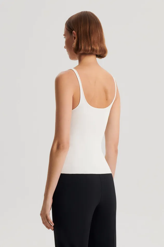 Scanlan Theodore CREPE KNIT RIB SINGLET CREAM Women Tops Scanlan Theodore CREPE KNIT RIB SINGLET CREAM Women Tops