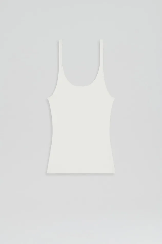 Scanlan Theodore CREPE KNIT RIB SINGLET CREAM Women Tops Scanlan Theodore CREPE KNIT RIB SINGLET CREAM Women Tops