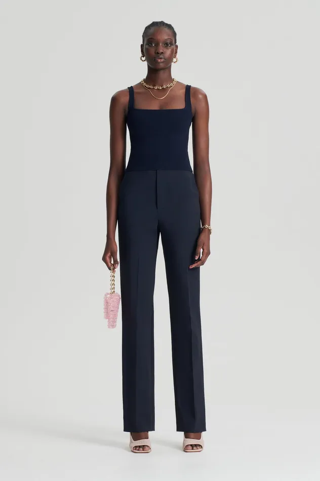 Scanlan Theodore CREPE KNIT SQUARE CAMISOLE NAVY Women Knitwear