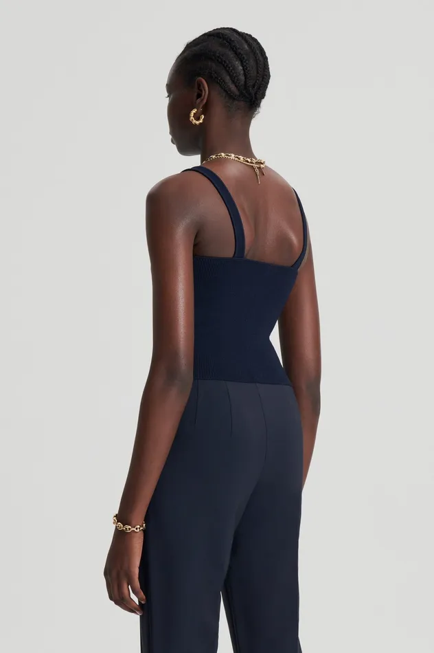 Scanlan Theodore CREPE KNIT SQUARE CAMISOLE NAVY Women Knitwear