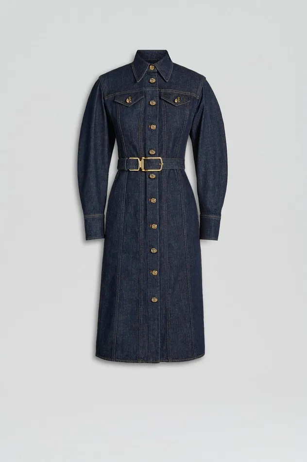 Scanlan Theodore DENIM GOLD BUCKLE DRESS INDIGOB Women Denim Scanlan Theodore DENIM GOLD BUCKLE DRESS INDIGOB Women Denim