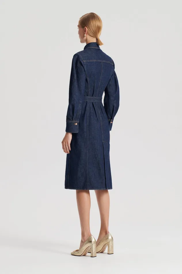 Scanlan Theodore DENIM GOLD BUCKLE DRESS INDIGOB Women Denim Scanlan Theodore DENIM GOLD BUCKLE DRESS INDIGOB Women Denim