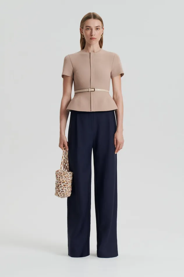 Scanlan Theodore PLEAT DRAPE LEG TROUSER NAVY Women Trousers