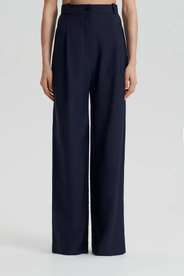Scanlan Theodore PLEAT DRAPE LEG TROUSER NAVY Women Trousers Scanlan Theodore PLEAT DRAPE LEG TROUSER NAVY Women Trousers