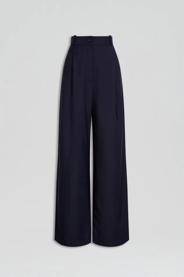Scanlan Theodore PLEAT DRAPE LEG TROUSER NAVY Women Trousers Scanlan Theodore PLEAT DRAPE LEG TROUSER NAVY Women Trousers
