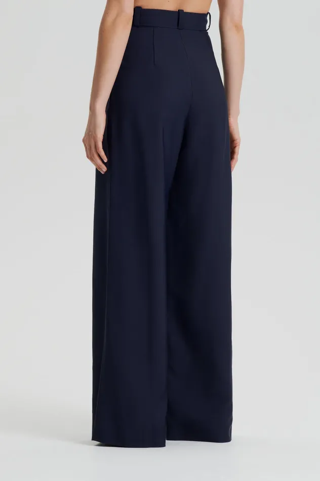 Scanlan Theodore PLEAT DRAPE LEG TROUSER NAVY Women Trousers Scanlan Theodore PLEAT DRAPE LEG TROUSER NAVY Women Trousers