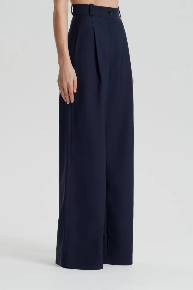 Scanlan Theodore PLEAT DRAPE LEG TROUSER NAVY Women Trousers Scanlan Theodore PLEAT DRAPE LEG TROUSER NAVY Women Trousers