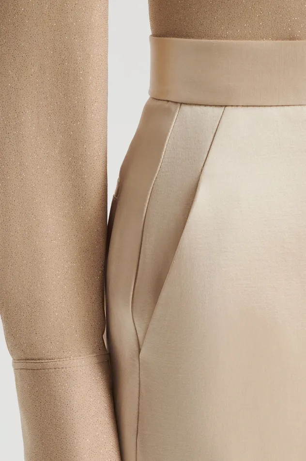 Scanlan Theodore SATIN DRAPE LEG TROUSER GOLD Women Trousers Scanlan Theodore SATIN DRAPE LEG TROUSER GOLD Women Trousers