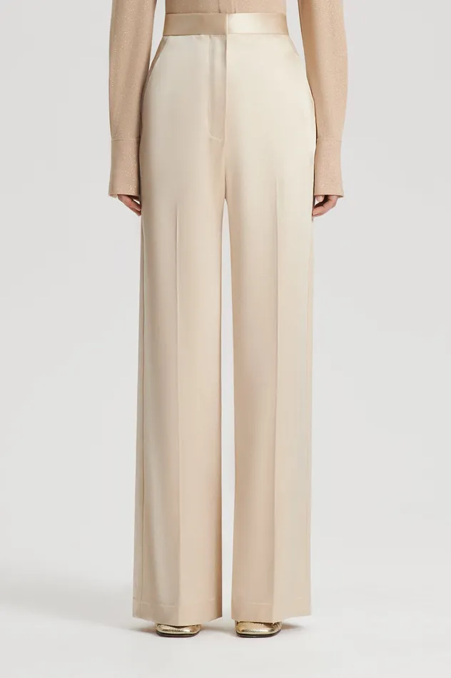 Scanlan Theodore SATIN DRAPE LEG TROUSER GOLD Women Trousers Scanlan Theodore SATIN DRAPE LEG TROUSER GOLD Women Trousers