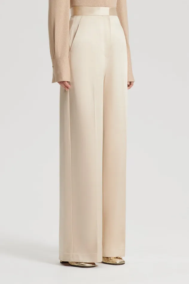 Scanlan Theodore SATIN DRAPE LEG TROUSER GOLD Women Trousers Scanlan Theodore SATIN DRAPE LEG TROUSER GOLD Women Trousers