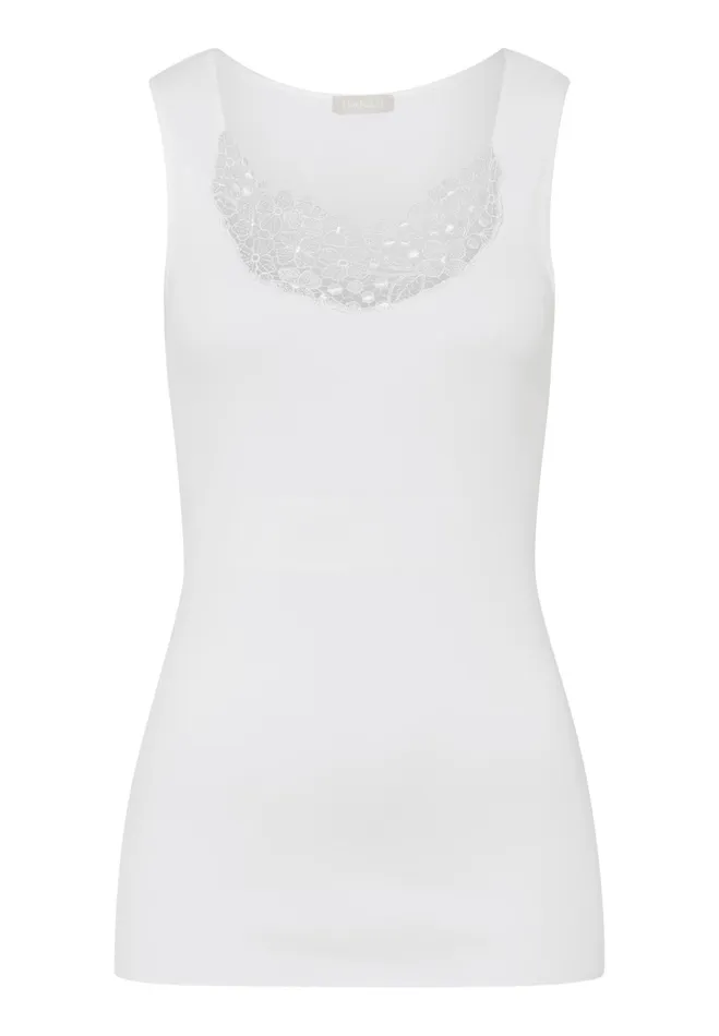 Scoop Neck Tank Top White Women HANRO Tank Tops